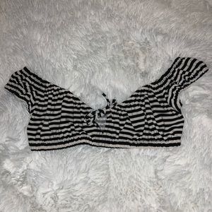 Norma Kamali striped off shoulder bikini top